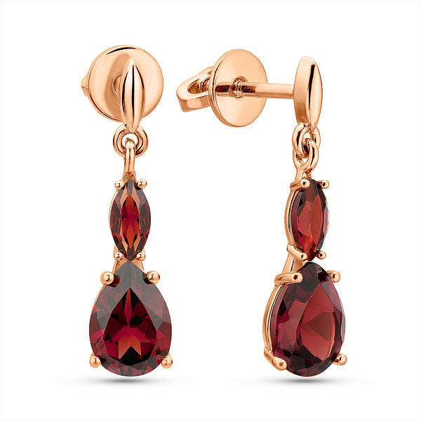 Золоті сережки з гранатом  (арт. 111363Пк) – зображення 1