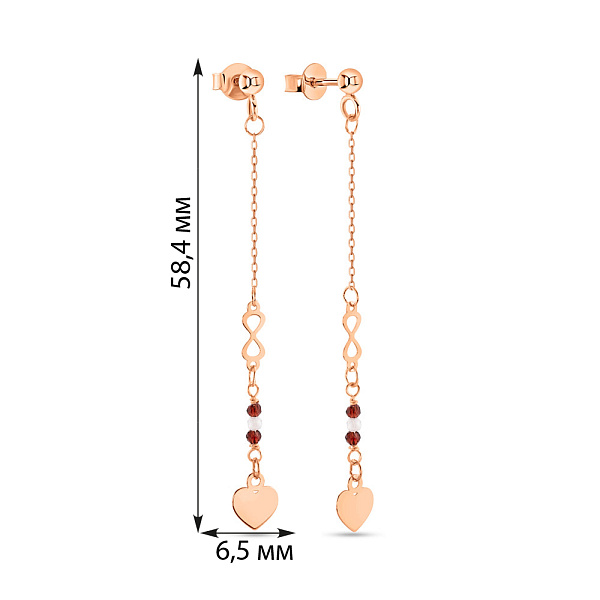 Сережки-пусети з золота з довгою підвіскою (арт. 109235к) – зображення 3