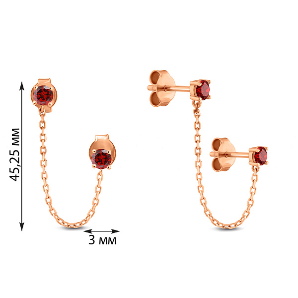 Золотые сережки на два прокола (арт. 1101134Пк) – изображение 3