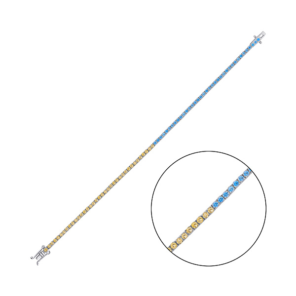 Серебряный браслет с синими и желтыми альпинитами (арт. 7509/1844/3агж) – изображение 1