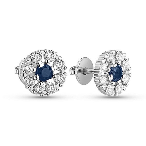 Золотые пусеты с сапфирами и бриллиантами (арт. Т011691бс) – изображение 1