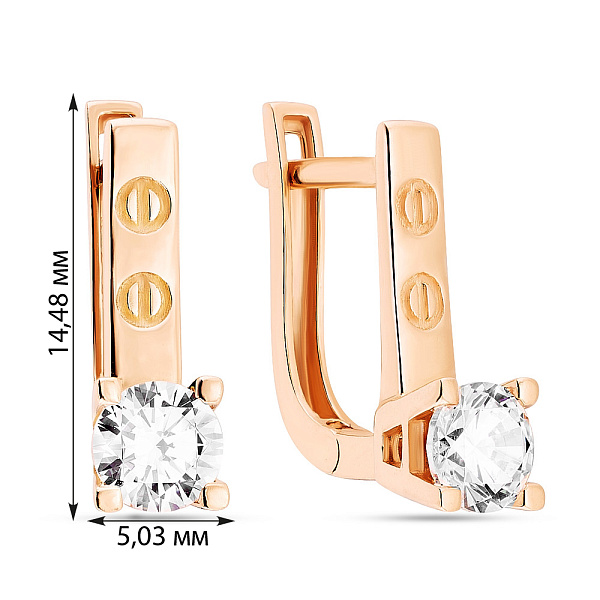 Золотые серьги с белыми фианитами (арт. 107634) – изображение 2