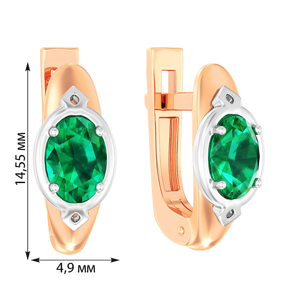 Золотые серьги с изумрудом (арт. 119100Пи) – изображение 2