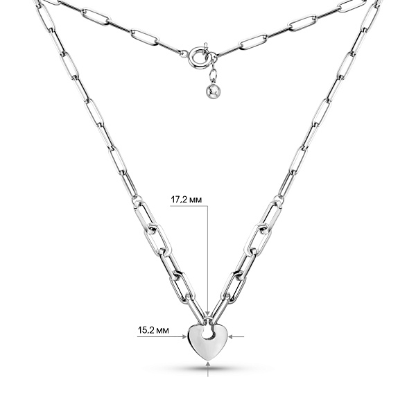 Кольє з білого золота Сердечко (арт. 352440б) – зображення 3