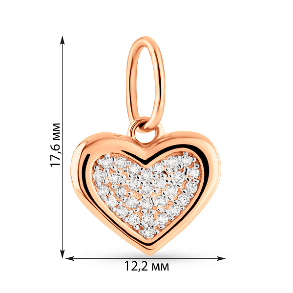Золотой кулон Сердце с фианитами (арт. 424775) – изображение 2