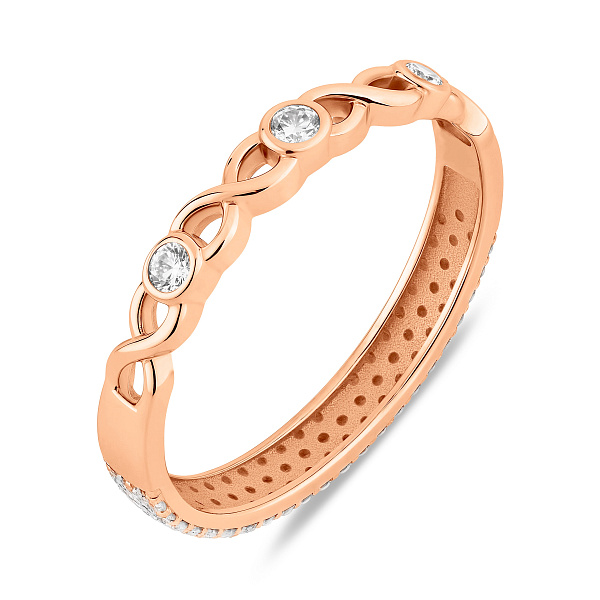 Золотое двухстороннее кольцо Бесконечность с фианитами (арт. 141165) – изображение 3