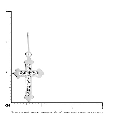 Хрестик з білого золота з фіанітами (арт. 440540б)