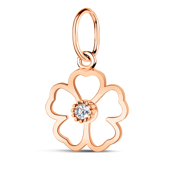 Золотой кулон Цветок с фианитом (арт. 424006) – изображение 1