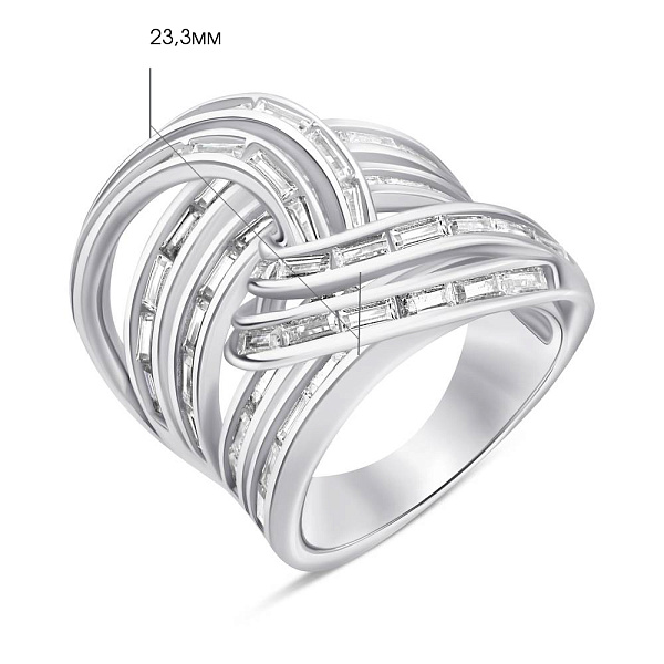 Срібна масивна каблучка з фіанітами (арт. 7501/6885) – зображення 2