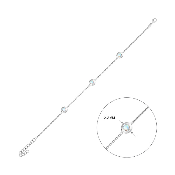 Серебряный браслет с опалом (арт. 7509/4847Поб) – изображение 2
