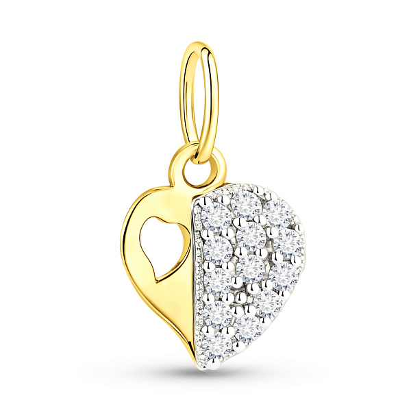 Подвес Сердце из желтого золота с фианитами (арт. 423080ж) – изображение 1