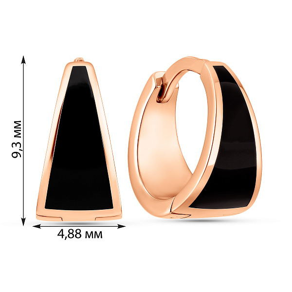 Сережки кольца из красного золота с эмалью (арт. 110654) – изображение 4