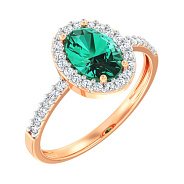 Золотое кольцо с кварцем и фианитами  (арт. 141159Пз)