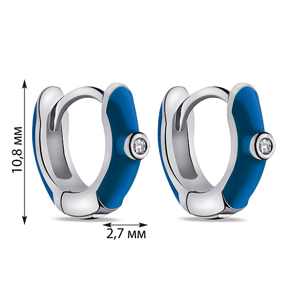 Серебряные серьги с голубой эмалью (арт. 7502/9479ег) – изображение 2