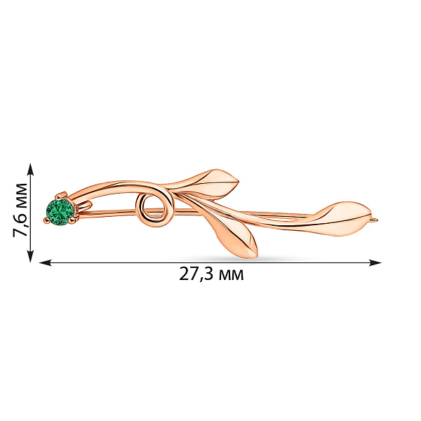 Золота брошка з фіанітом (арт. 360088з) – зображення 2
