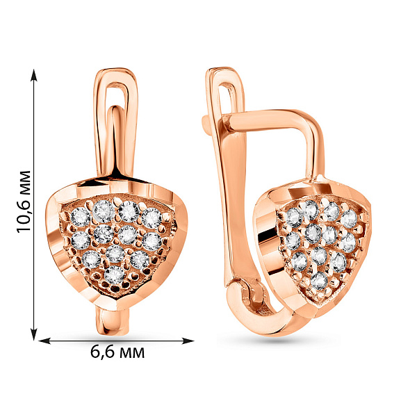 Сережки для дітей з золота з фіанітоми (арт. 109369) – зображення 2