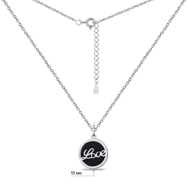 Серебряное колье Love с ониксом (арт. 7507/1868о) – изображение 3