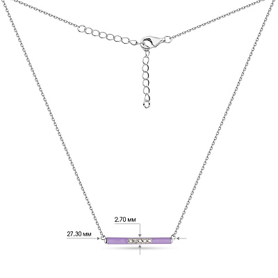 Серебряное колье с фиолетовой эмалью и фианитами  (арт. 7507/1405еф)