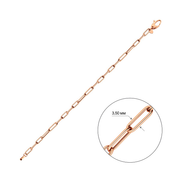 Золотой браслет "Звенья" в красном цвете металла без вставок (арт. 325438) – изображение 2