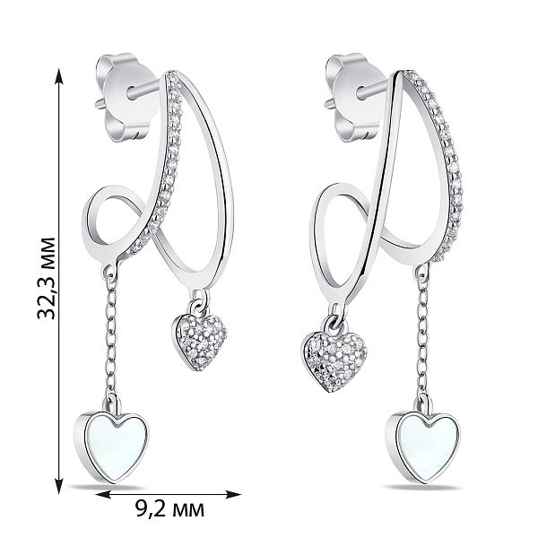 Серебряные серьги с перламутром и фианитами (арт. 7518/6361п) – изображение 5