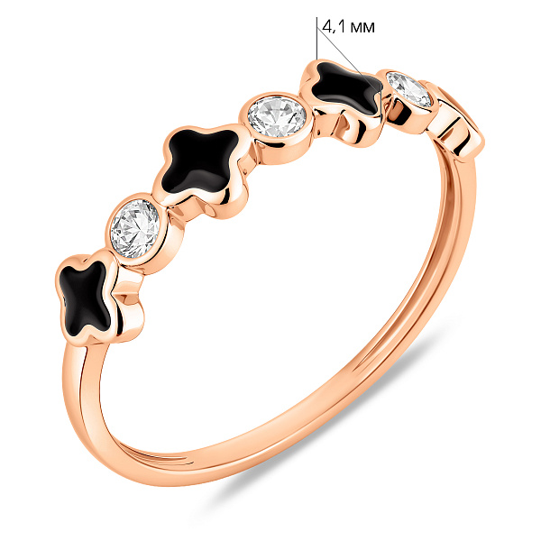 Золотое кольцо с эмалью и фианитами (арт. 141124) – изображение 4