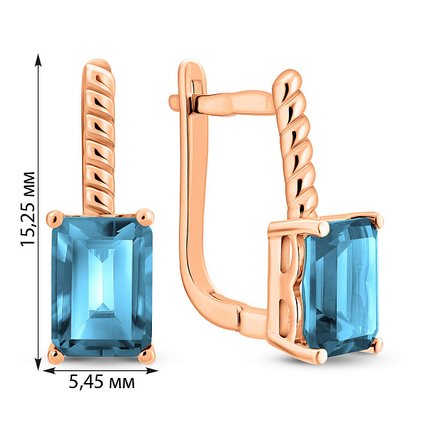 Золоті сережки з топазом (арт. 111376Птг) – зображення 2