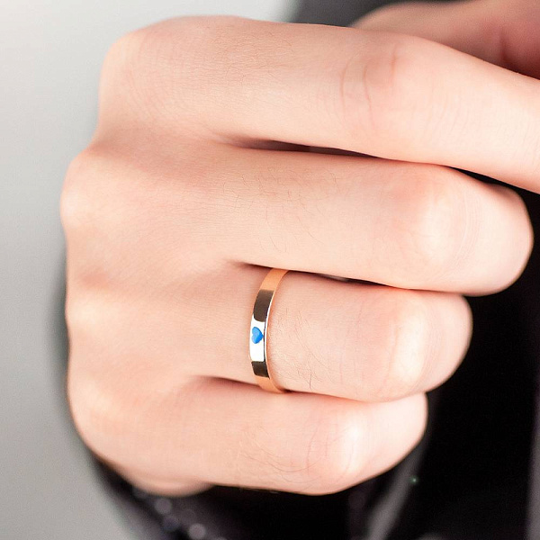 Золотое патриотическое обручальное кольцо с синей эмалью (арт. 239222ес) – изображение 2