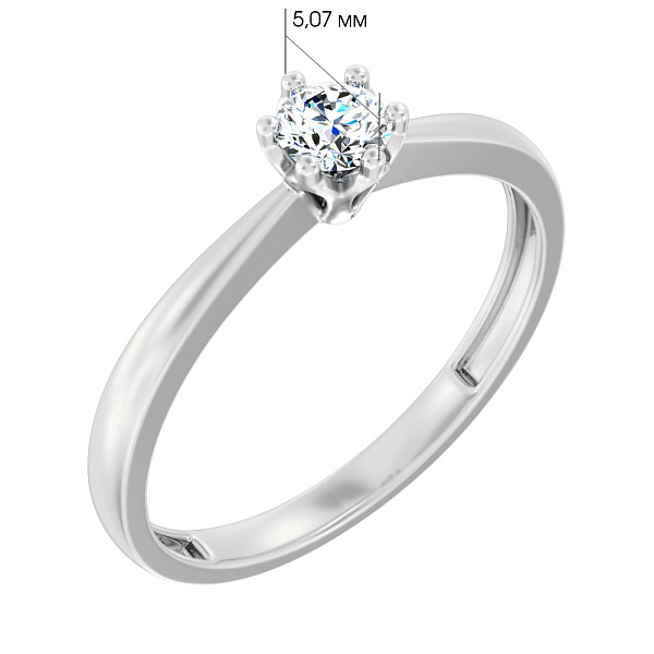 Каблучка з білого золота з одним діамантом (арт. К011141020б) – зображення 4