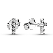 Фото Серьги Крестики из белого золота с бриллиантами (арт. Т011770010б)