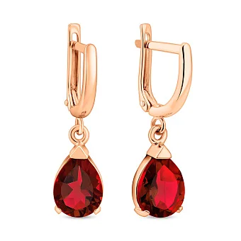 Золотые серьги с гранатом  (арт. 110145Пк)