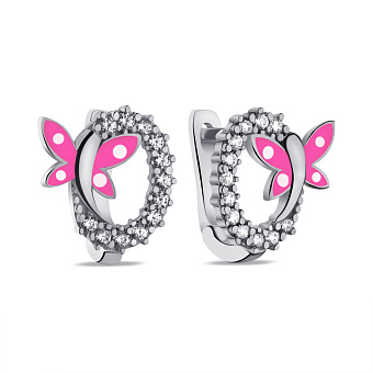 Фото Срібні дитячі сережки з емаллю та фіанітами (арт. 7502/2218ерб)