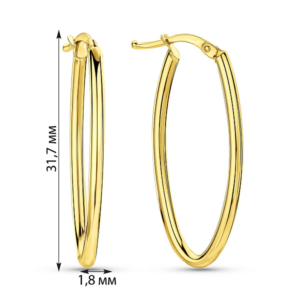 Золотые серьги кольца (арт. 1091632/30ж) – изображение 2