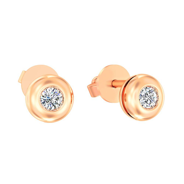 Сережки-пусети з червоного золота з діамантами (арт. Т011225010) – зображення 1