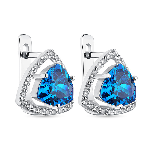 Сережки срібні з фіанітами (арт. 7502/СК2ФЛТ/409) – зображення 1