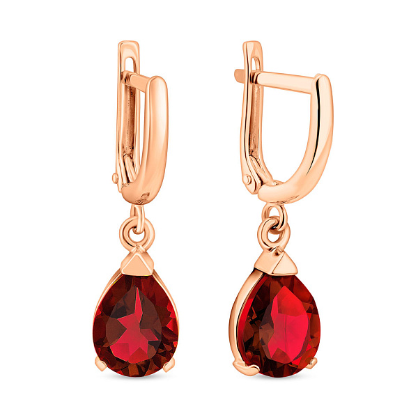 Золотые серьги с гранатом  (арт. 110145Пк) – изображение 1