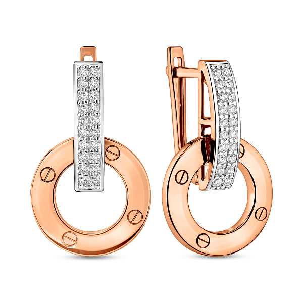 Серьги из красного золота с фианитами (арт. 111434) – изображение 1