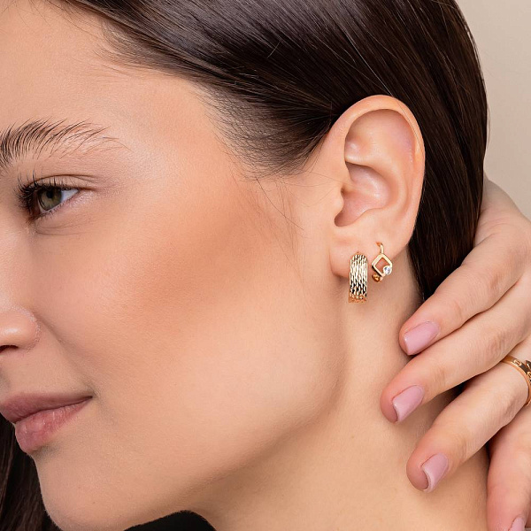 Серьги из красного золота с фианитами (арт. 1091299) – изображение 2