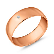 Обручальное кольцо классическое Комфорт из красного золота с бриллиантом (арт. К239095)