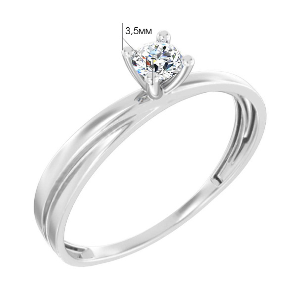 Золотое кольцо с бриллиантом (арт. К011330010б) – изображение 2