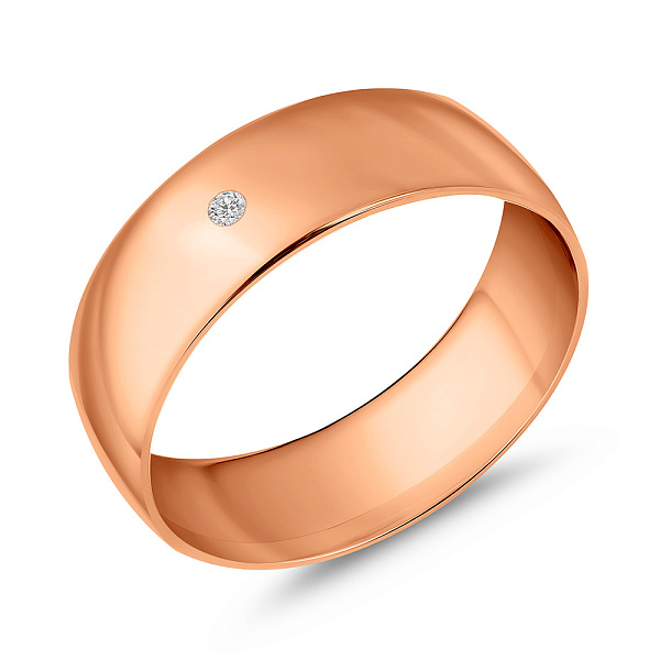 Обручальное кольцо классическое Комфорт из красного золота с бриллиантом (арт. К239095) – изображение 1