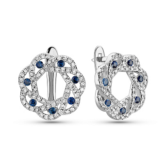 Фото Золоті сережки з сапфірами та діамантами (арт. 2190380202с)