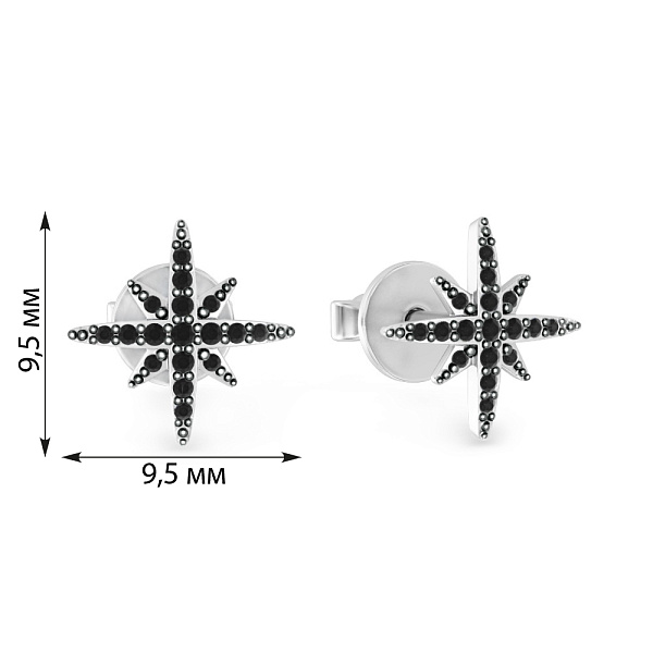 Пусеты из белого золота с бриллиантами  (арт. Т011215010бч) – изображение 2