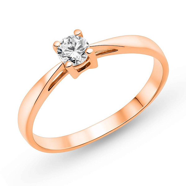 Кольцо из красного золота с фианитом (арт. 1101478101) – изображение 1