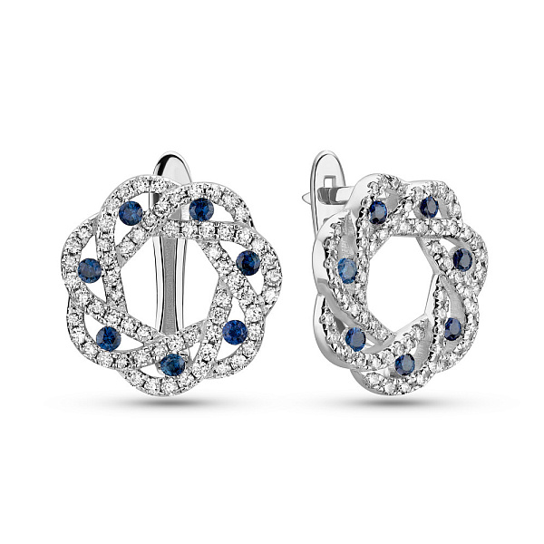 Золотые серьги с сапфирами и бриллиантами (арт. 2190380202с) – изображение 1