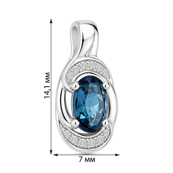 Серебряная подвеска с топазом и фианитами (арт. 7503/4923Пл) – изображение 2