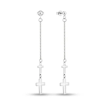 Сережки-пусети з білого золота Хрестики (арт. 1091557б)