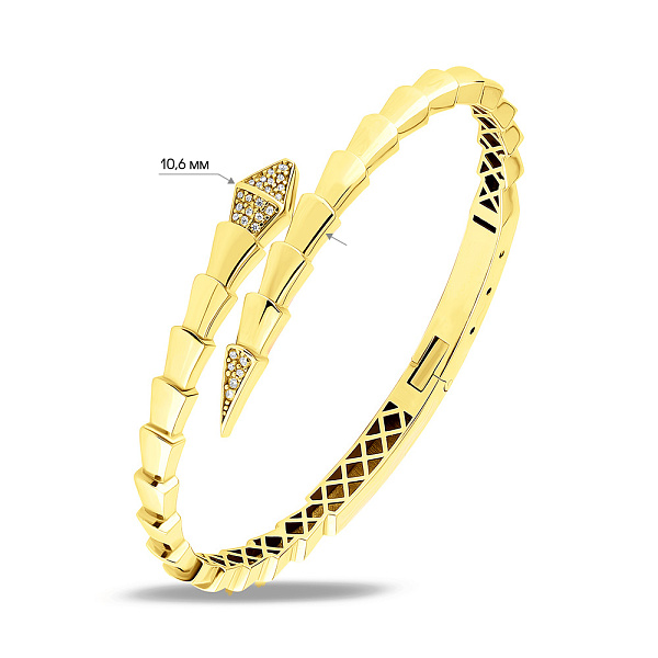 Жесткий браслет из желтого золота с фианитами (арт. 326347ж) – изображение 2