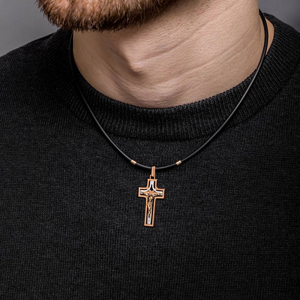 Крестик из комбинированного золота (арт. 501574кбм) – изображение 2