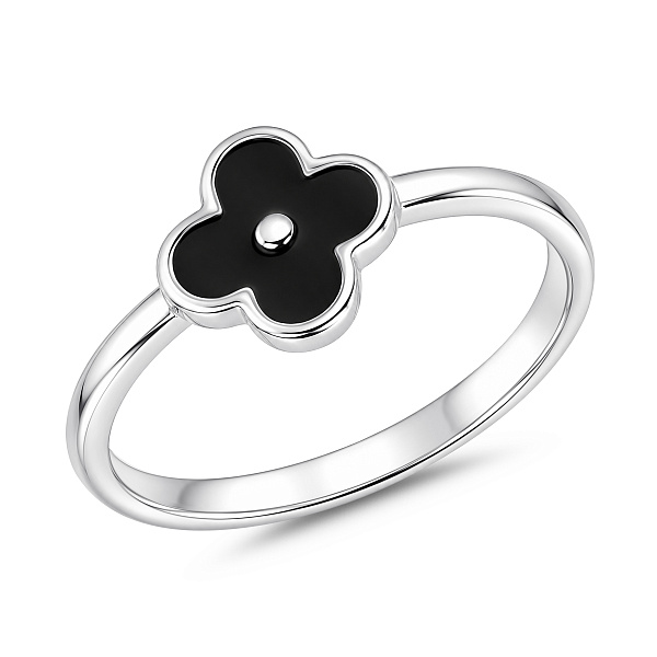 Серебряное кольцо клевер с эмалью (арт. 7501/5357еч) – изображение 1