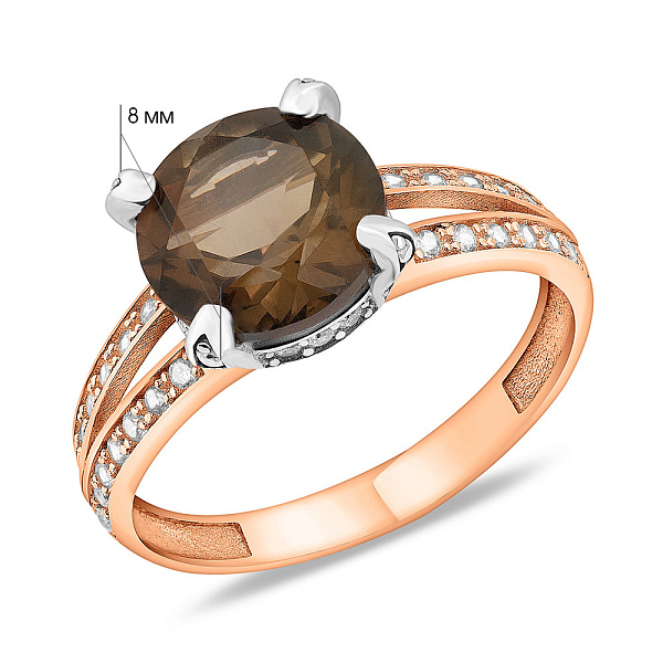 Золотое кольцо с кварцем и фианитами (арт. 153263кд) – изображение 4